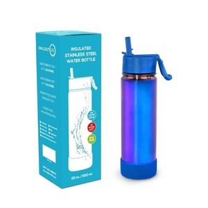 Chillout Life Insulated‎ Water Bottle Leakproof Spout Lid Magic Blue 17oz/ 500ml